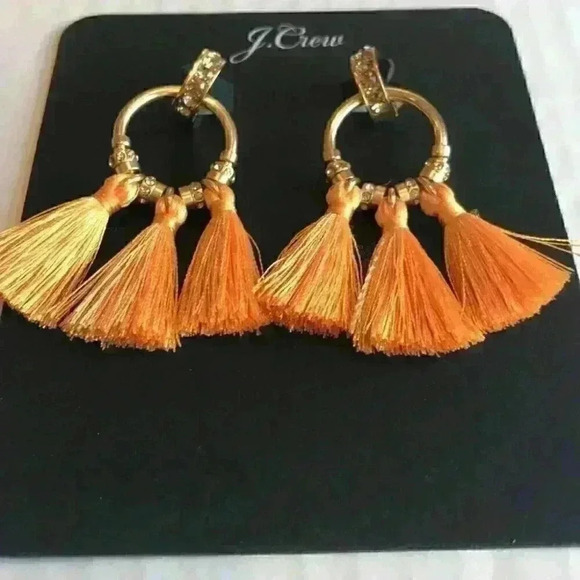 J Crew new Pave Rusted Tassel Earrings - Picture 2 of 8